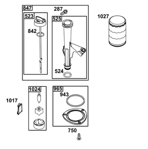 Lubrication Group Diagram and Parts List for 44U877-0044-G1 400000 - 699999 Briggs and Stratton Engine